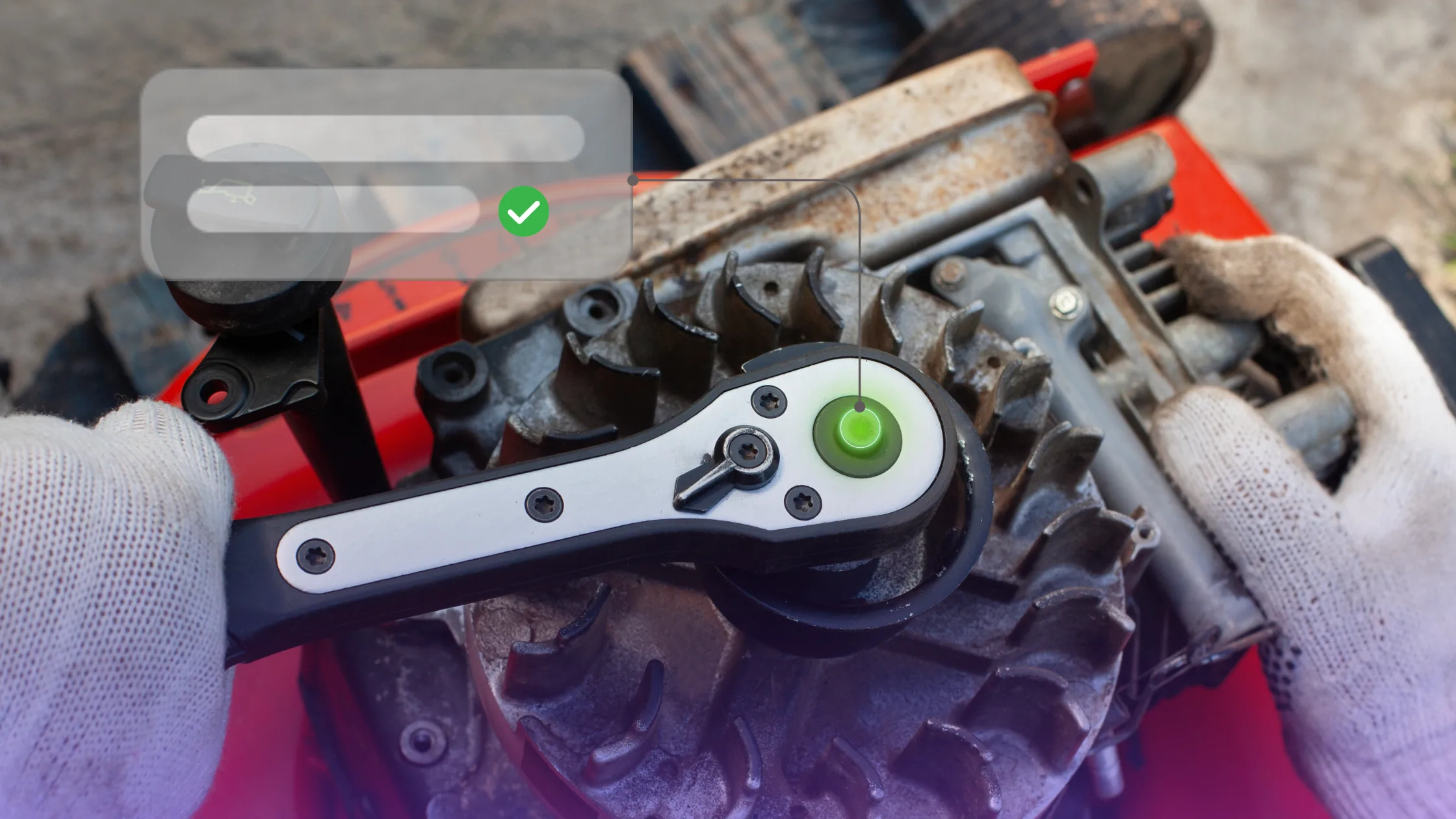 Technician using connected torque wrench